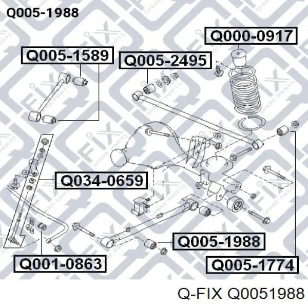 Сайлентблок заднего продольного рычага передний Q0051988 Q-fix