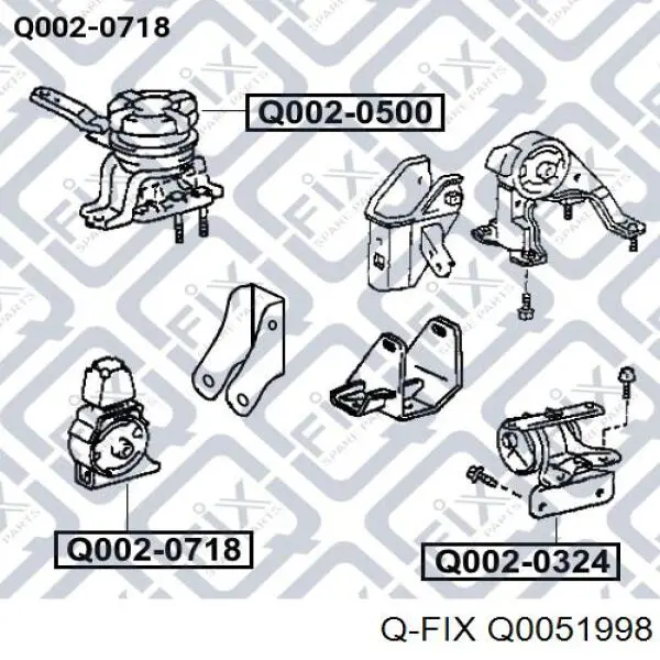 Сайлентблок траверсы крепления заднего редуктора передний Q0051998 Q-fix
