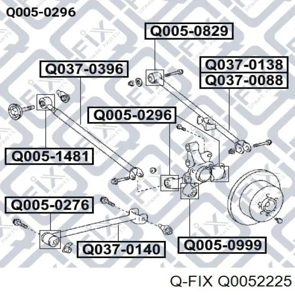 Сайлентблок тяги поперечной (задней подвески) Q0052225 Q-fix