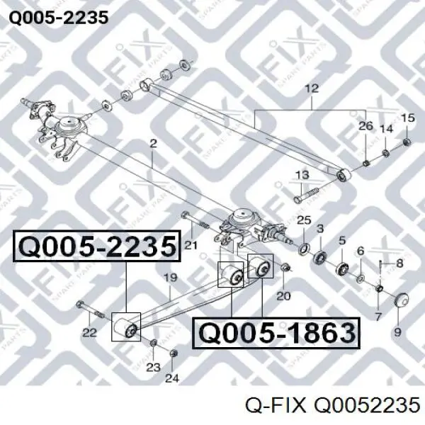 Сайлентблок заднего нижнего рычага Q0052235 Q-fix