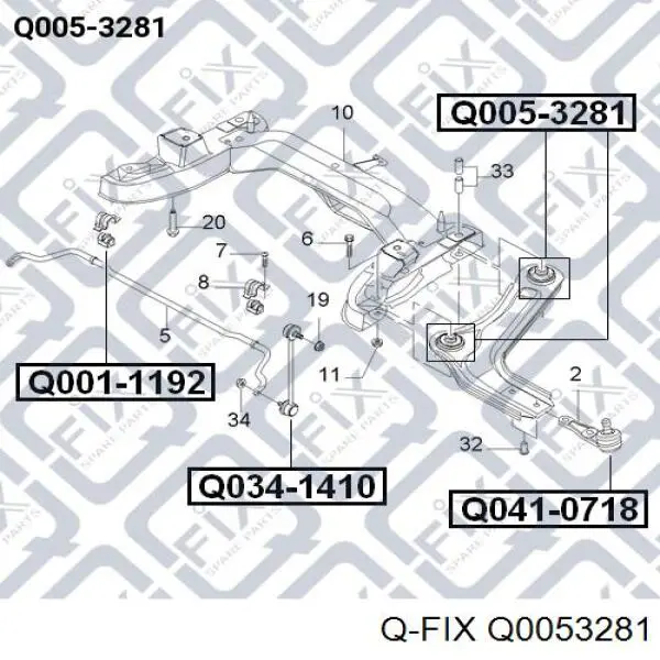 Сайлентблок переднего нижнего рычага Q0053281 Q-fix