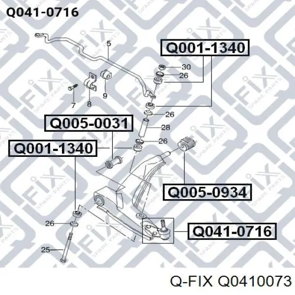 Шаровая опора задней подвески, нижняя Q-fix Q0410073