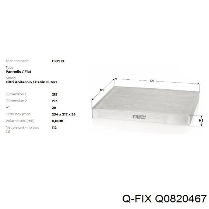 Купить Q0820467 Q-fix Фильтр салона угольный
