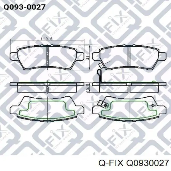 Задние тормозные колодки Q0930027 Q-fix