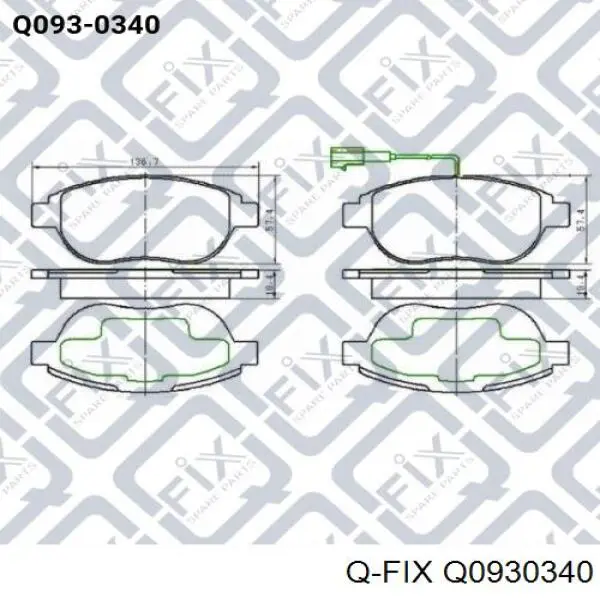 Передние тормозные колодки Q0930340 Q-fix