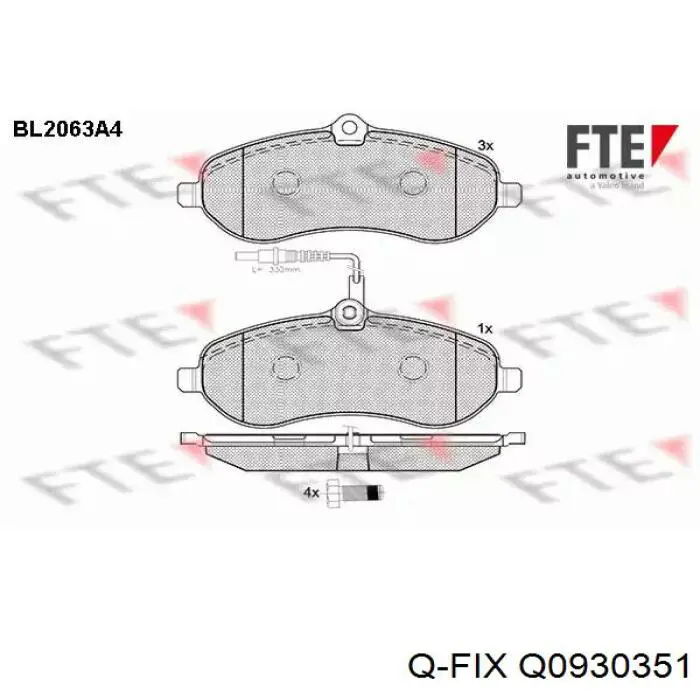 Pastillas de freno delanteras Q0930351 Q-fix