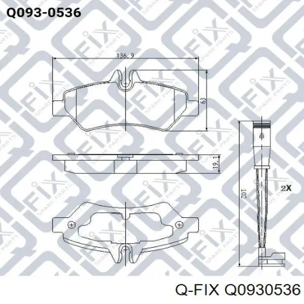 Задние тормозные колодки Q0930536 Q-fix