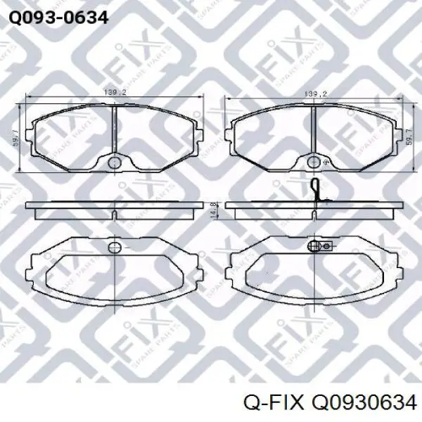 Передние тормозные колодки Q0930634 Q-fix