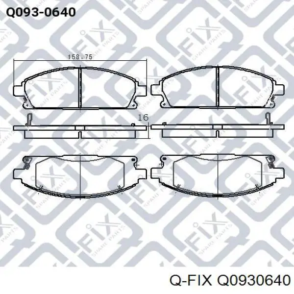 Передние тормозные колодки Q0930640 Q-fix