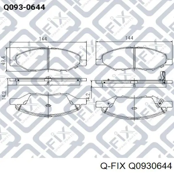 Передние тормозные колодки Q0930644 Q-fix