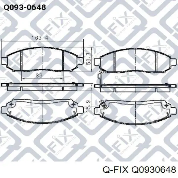 Передние тормозные колодки Q0930648 Q-fix