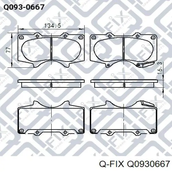 Q0930667 Q-fix sapatas do freio traseiras de disco