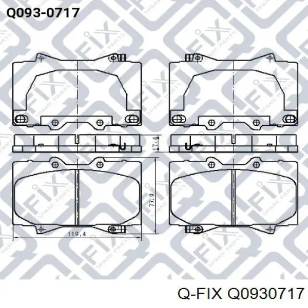 Передние тормозные колодки Q0930717 Q-fix