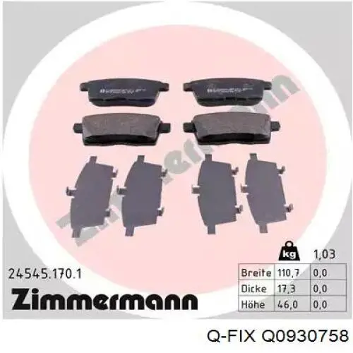 Колодки Q-fix Q0930758 цена, от 19.73 USD