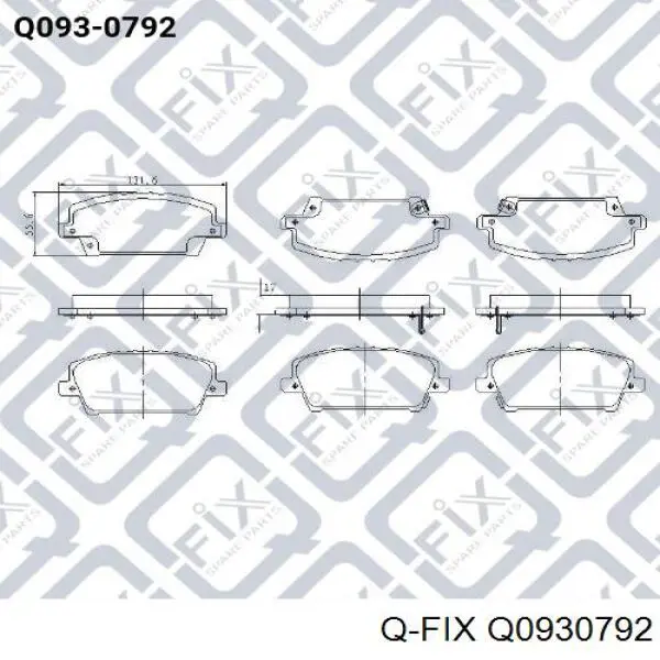 Передние тормозные колодки Q0930792 Q-fix