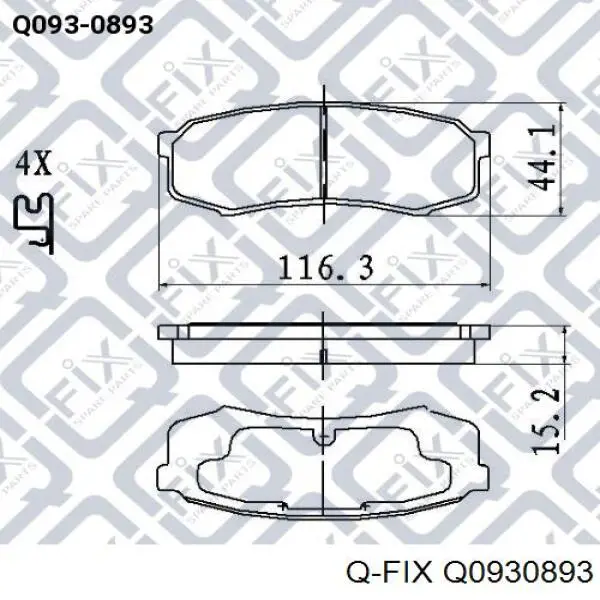 Задние тормозные колодки Q0930893 Q-fix