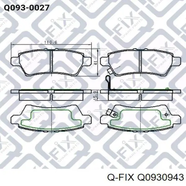 Задние тормозные колодки Q0930943 Q-fix