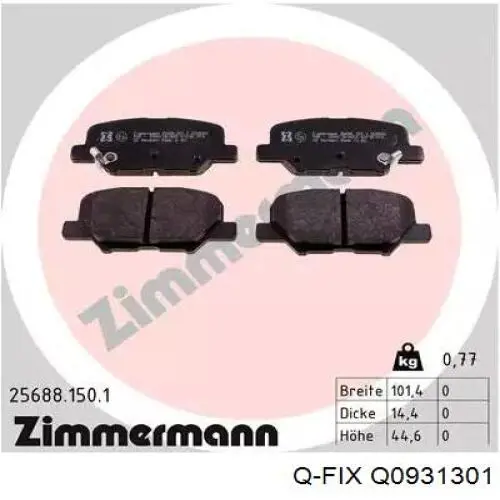 Sapatas do freio traseiras de disco Q0931301 Q-fix