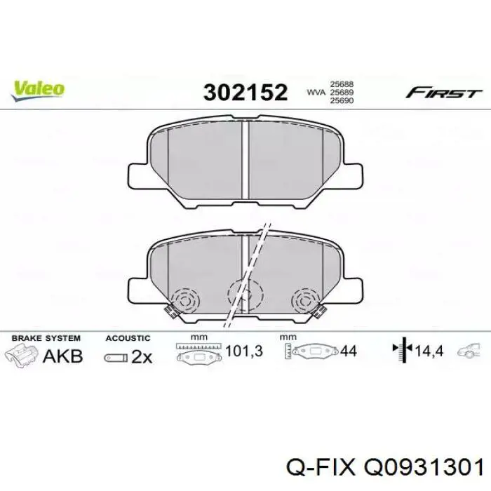 Pastillas de freno traseras Q0931301 Q-fix