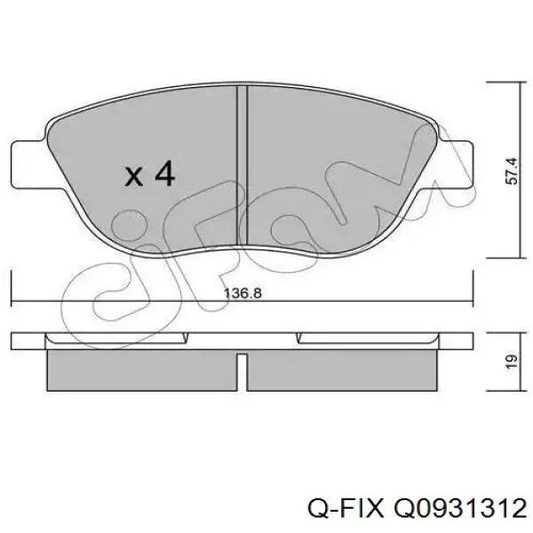 Передние тормозные колодки Q0931312 Q-fix