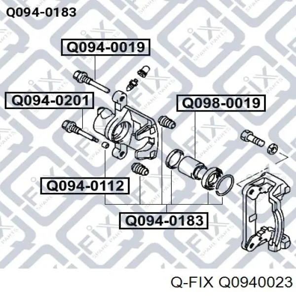 Q0940023 Q-fix ремкомплект суппорта тормозного переднего