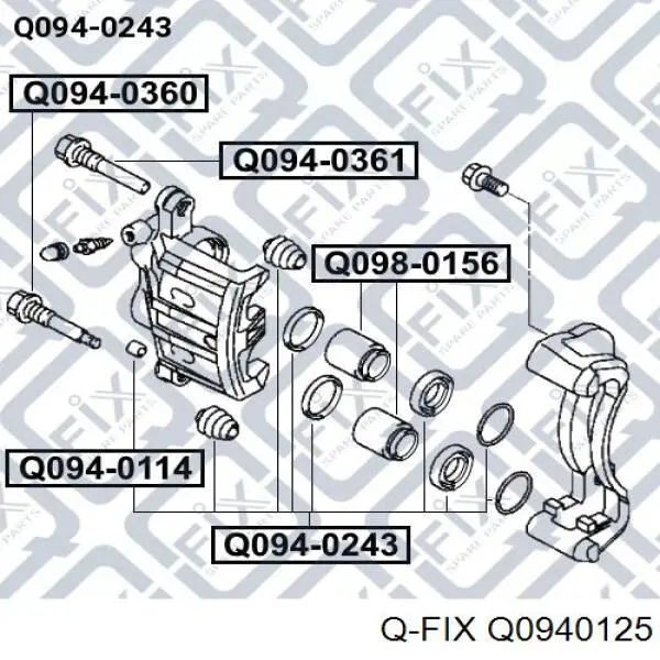 Q0940125 Q-fix ремкомплект суппорта тормозного переднего