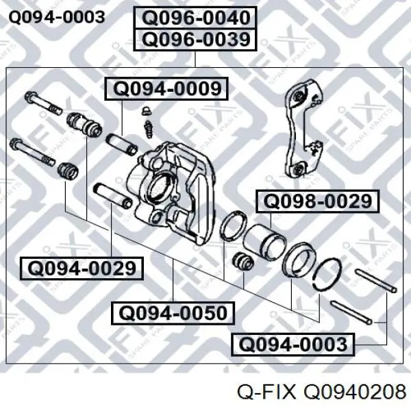 Pasador guía, pinza del freno delantera, superior Q0940208 Q-fix