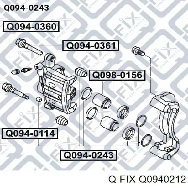 Q0940212 Q-fix Ремкомплект суппорта тормозного, переднего