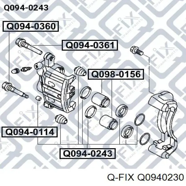 Q0940230 Q-fix Ремкомплект суппорта тормозного, переднего