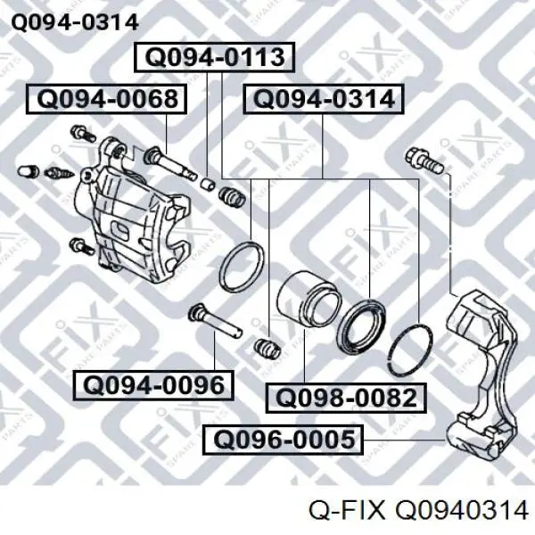 Q0940314 Q-fix ремкомплект суппорта тормозного переднего