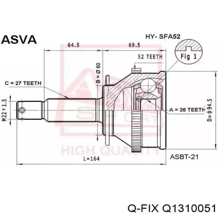 ШРУС наружный передний Q1310051 Q-fix