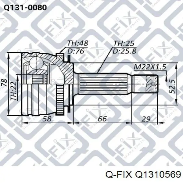 Junta homocinética exterior delantera Q1310569 Q-fix