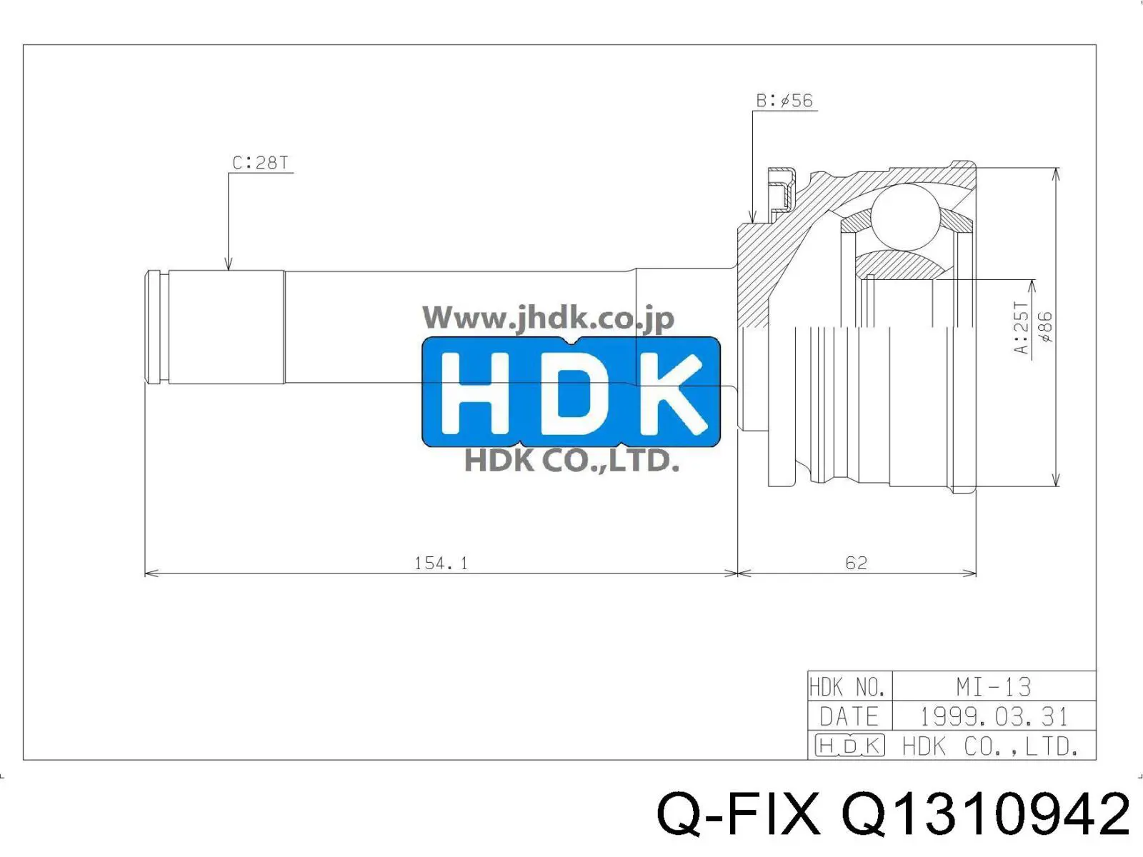 ШРУС наружный передний Q1310942 Q-fix