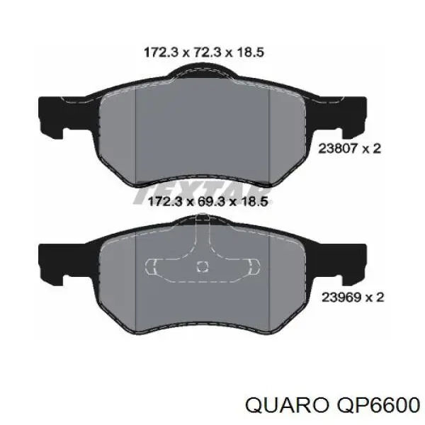 Передние тормозные колодки QP6600 Quaro