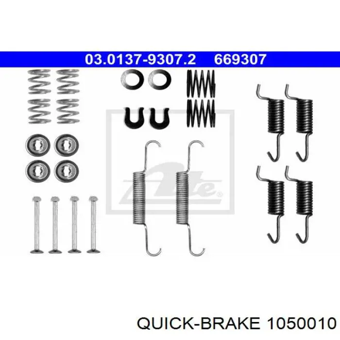 Установочный комплект задних барабанных колодок Quick Brake 1050010 цена, от 7.83 USD