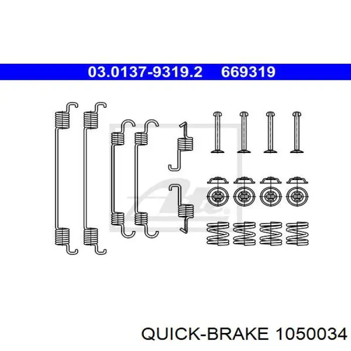 Juego de reparación, frenos traseros 1050034 Quick Brake