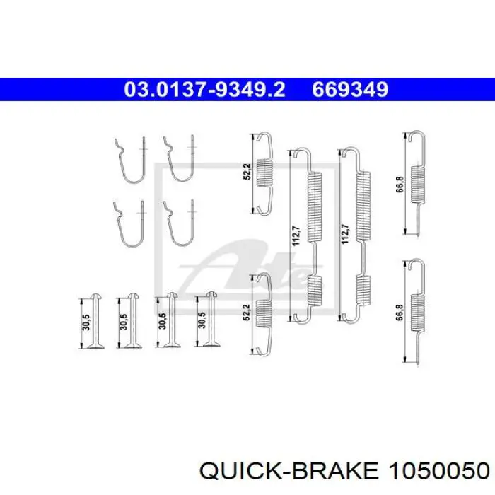 Установочный комплект задних барабанных колодок Quick Brake 1050050 цена, от 10.70 USD