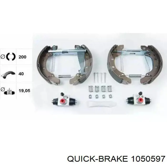 Монтажный комплект задних барабанных колодок 1050597 Quick Brake
