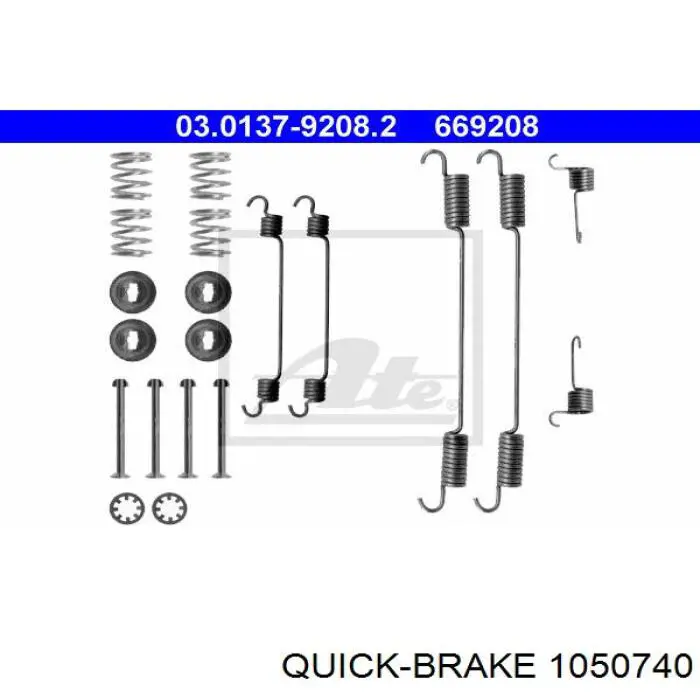 Установочный комплект задних барабанных колодок Quick Brake 1050740 цена, от 8.30 USD