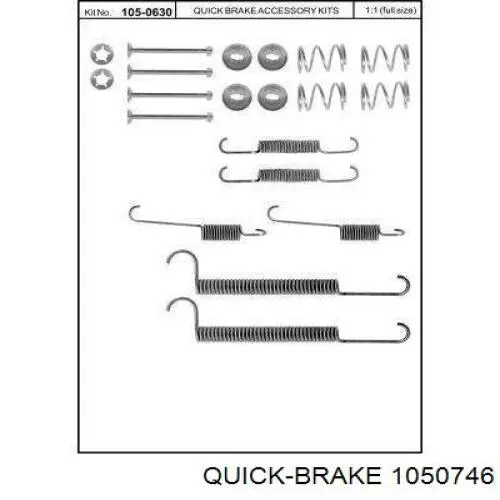 Монтажный комплект задних барабанных колодок 1050746 Quick Brake