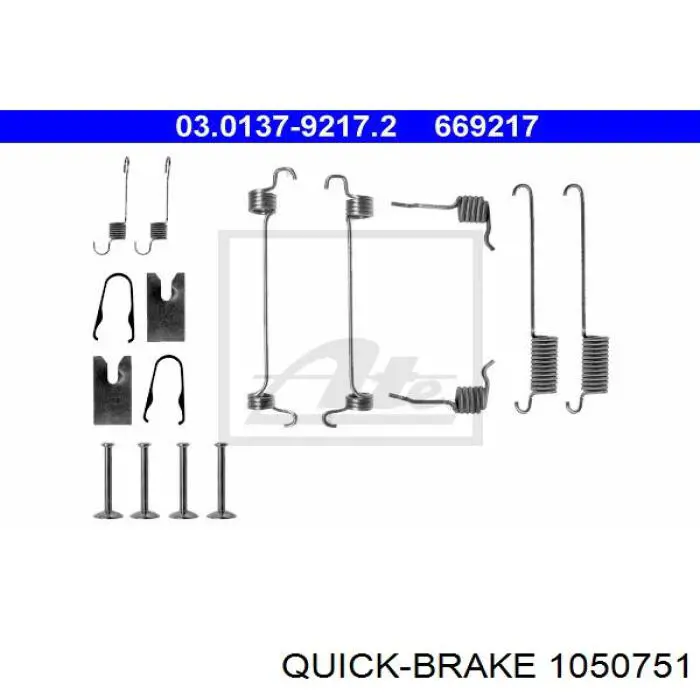 Монтажний комплект задніх барабанних колодок 1050751 Quick Brake