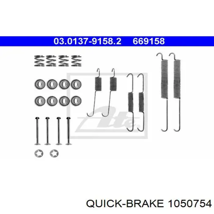 Kit de montaje, zapatas de freno traseras 1050754 Quick Brake