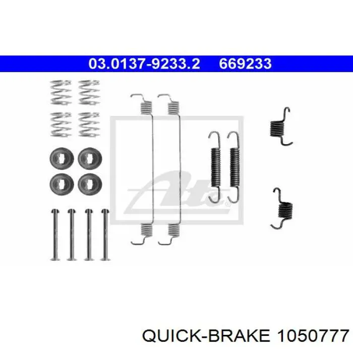 Купить 1050777 Quick Brake Монтажный комплект задних барабанных колодок