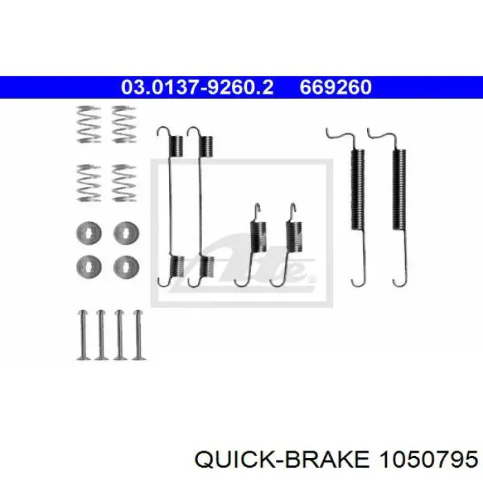 Установочный комплект задних барабанных колодок Quick Brake 1050795 цена, от 5.84 USD
