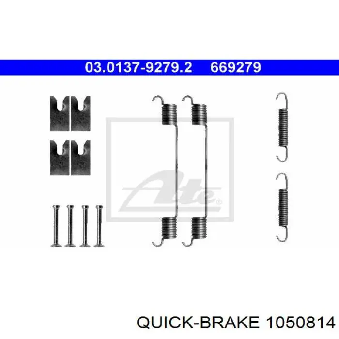 Установочный комплект задних барабанных колодок Quick Brake 1050814 цена, от 5.03 USD
