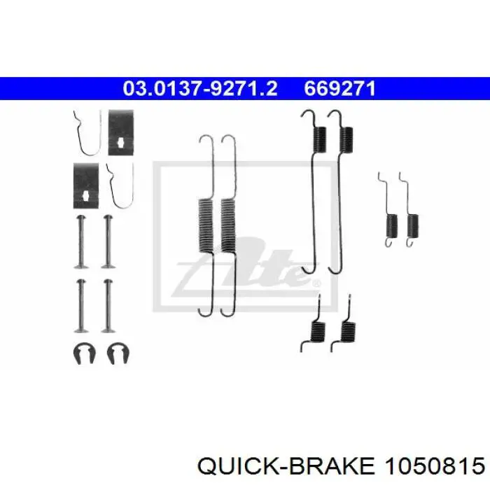 Монтажний комплект задніх барабанних колодок 1050815 Quick Brake