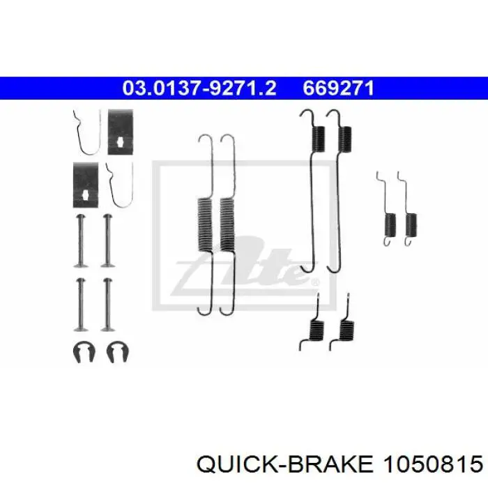 Kit de montaje, zapatas de freno traseras 1050815 Quick Brake