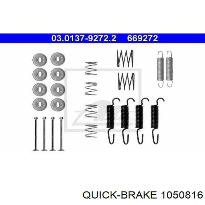 Kit de montaje, zapatas de freno traseras 1050816 Quick Brake