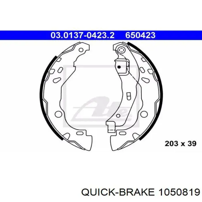 Монтажный комплект задних барабанных колодок 1050819 Quick Brake