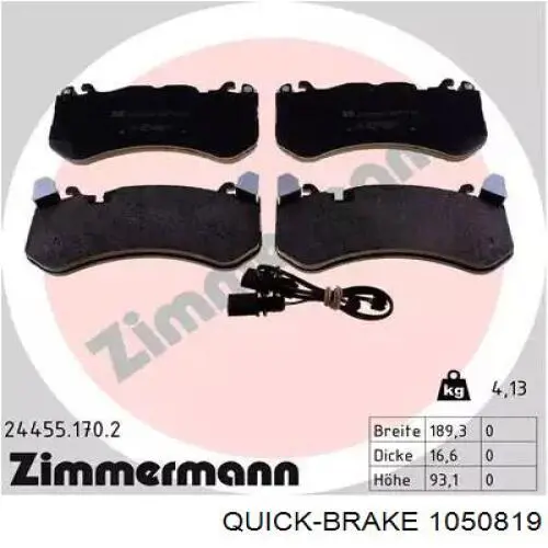 Установочный комплект задних барабанных колодок Quick Brake 1050819 цена, от 4.10 USD